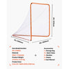 VEVOR Lacrosse Goal, 6' x 6' Lacrosse Net, Steel Frame Backyard Lacrosse Training Equipment, Portable Lacrosse Goal with Carry Bag, Quick & Easy Setup, Perfect for Youth Adult Training, Orange
