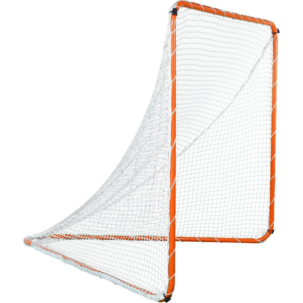 VEVOR Lacrosse Goal, 6' x 6' Lacrosse Net, Steel Frame Backyard Lacrosse Training Equipment, Portable Lacrosse Goal with Carry Bag, Quick & Easy Setup, Perfect for Youth Adult Training, Orange