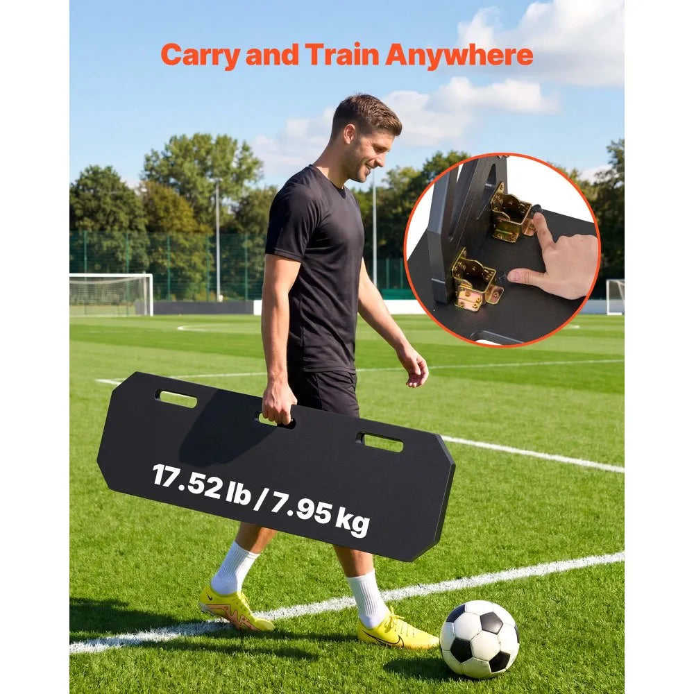 VEVOR Soccer Rebounder Board, 40 x 12 in Portable Soccer Rebound Wall, HDPE Sports Kick Back Trainer, 3 Adjustable Angles, Easy Setup Ball Practice Training Equipment for Passing & Reaction Skills