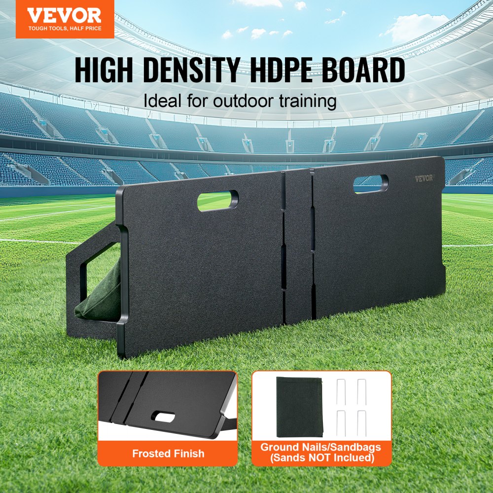 VEVOR Soccer Rebounder Board, 45"X13" Portable Soccer Wall with 2 Angles Rebound, Foldable HDPE Kickback Rebound Board, Soccer Training Equipment for Kids and Adults, Passing & Shooting Practice