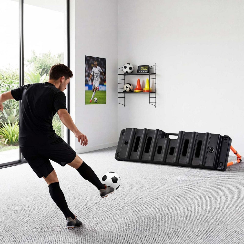 VEVOR Soccer Rebounder Board, 37.4 x 9.8 in Dual-Sided Soccer Rebound Wall, 4 Adjustable Angles, Portable Water-Fillable PE Kickback Trainer, Ground Stakes for Kids Adults, Passing & Shooting Practice