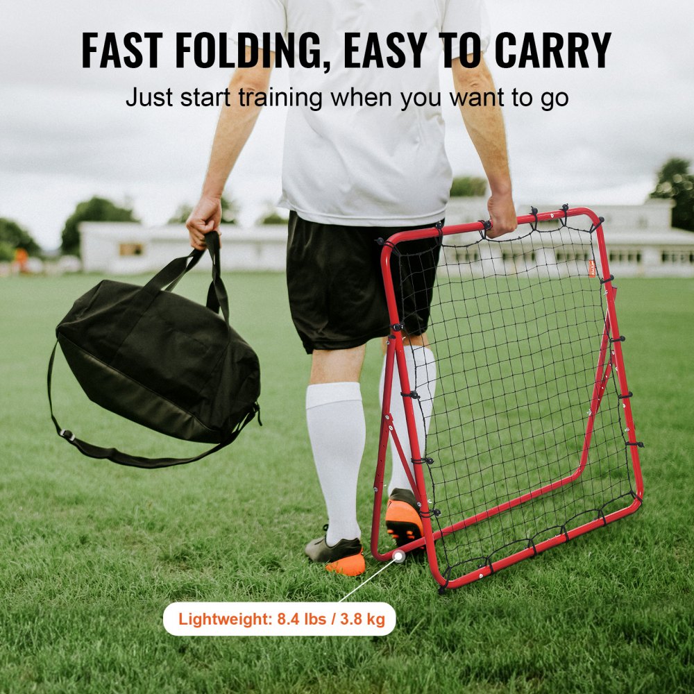 VEVOR Soccer Rebounder Rebound Net, Kick-Back 39"x39", Portable Football Training Gifts, Aids & Equipment for Kids Teens & All Ages, Easy Set Up & Perfect Storage
