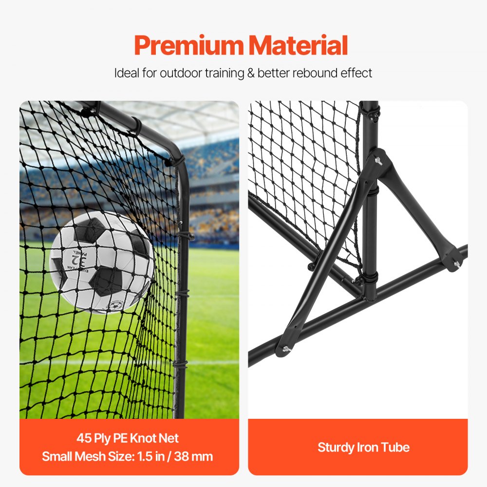 VEVOR Soccer Rebound Trainer, 6x4FT Iron Soccer Training Equipment, Sports Football Rebounder Wall, Double-Sided Rebounding Net, Easy Assembly, Perfect for Backyard Practicing, Solo Training, Passing