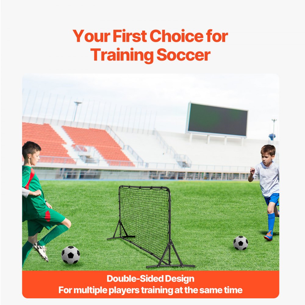 VEVOR Soccer Rebound Trainer, 6x4FT Iron Soccer Training Equipment, Sports Football Rebounder Wall, Double-Sided Rebounding Net, Easy Assembly, Perfect for Backyard Practicing, Solo Training, Passing