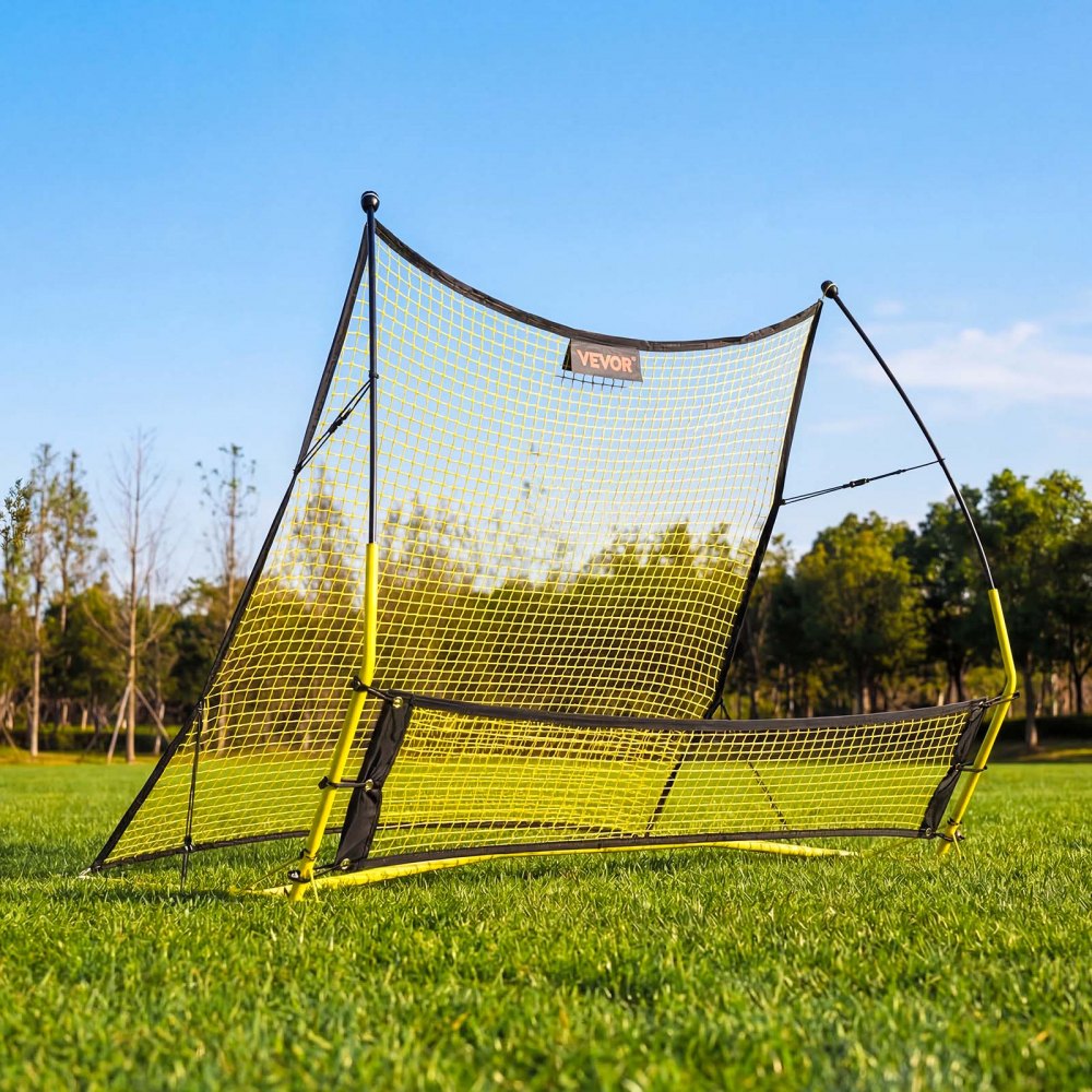 VEVOR Soccer Rebounder Net, 2-in-1 Soccer Goal Rebounder, Thickened Fiberglass Poles Iron Pipe for Team Solo Control, Passing Practice, Easy Setup Ball Training Equipment for Teens & Adults, 72" x 43"