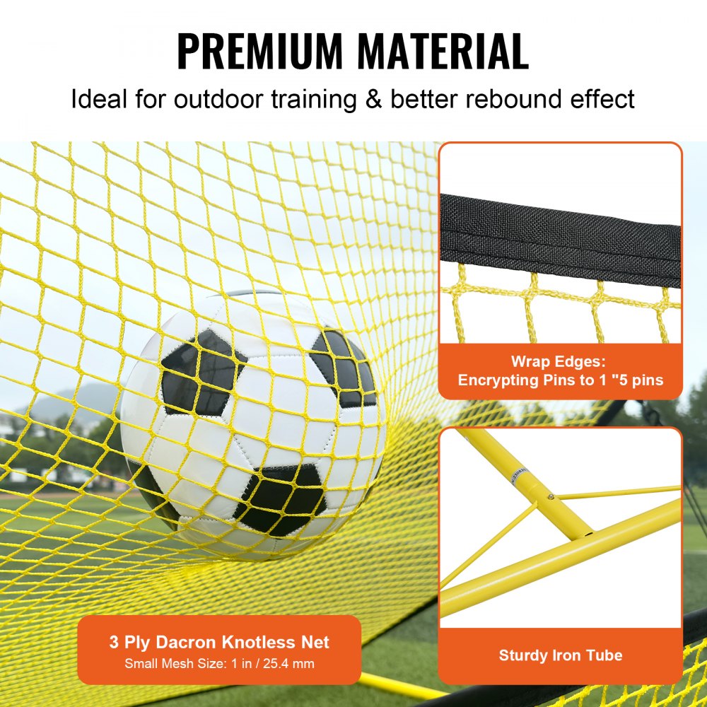 VEVOR Soccer Trainer, 2-IN-1 Portable Soccer Rebounder Net, 71"x40" Iron Soccer Practice Equipment, Sports Football Rebounder Wall with Portable Bag, Perfect for Team Solo Training, Passing, Volley