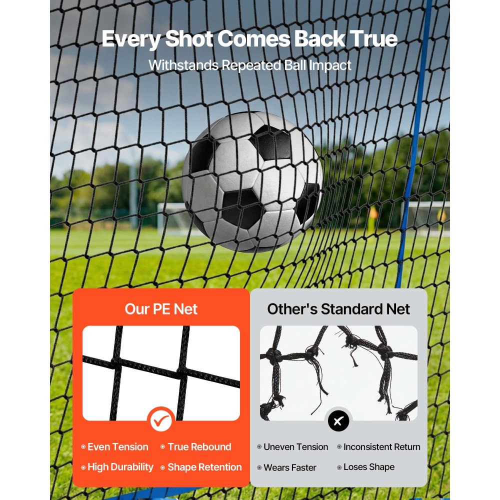VEVOR Soccer Rebounder Net, Quick-Switch Angle Soccer Goal Rebounder for Control, Passing Practice, Heavy-Duty Iron Frame & PE Net, Easy Setup Ball Training Aids & Equipment for Teens&Adults,5 x 4 ft