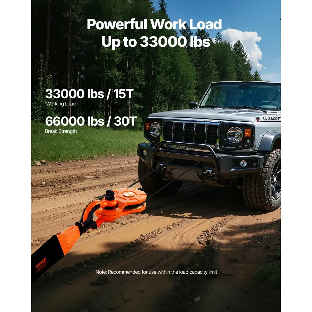 VEVOR 30 T Snatch Block for Winch Recovery, 66,000 lbs Break Strength Pulley System with 0.4" - 0.55" Rope, Heavy Duty Offroad Recovery Accessory for Towing & Recovery on Truck, Tractor, ATV & UTV