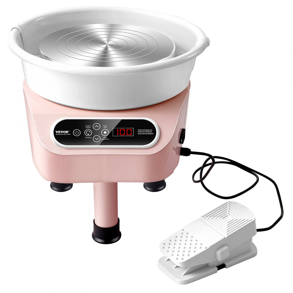 VEVOR Pottery Wheel, 350W Electric Wheel for Pottery with Foot Pedal and LCD Touch Screen,10 inch Pottery Forming Machine,  Direct Drive Ceramic Wheel with 3 Support Legs for DIY Art Craft, Pink