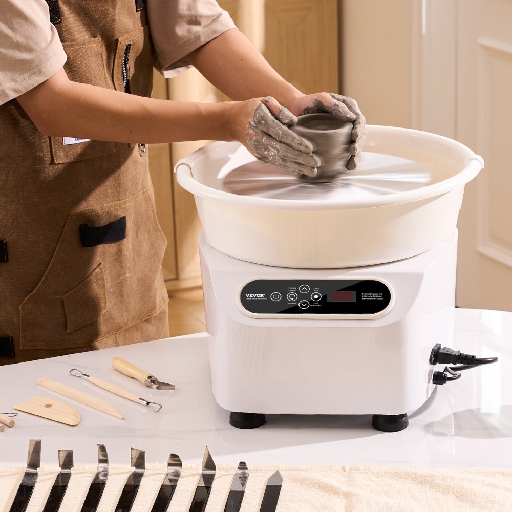 VEVOR Pottery Wheel, Direct Drive Ceramic Wheel with Shaping Tools for DIY Art Craft, 10 inch Pottery Forming Machine, 350W Electric Wheel for Pottery with Foot Pedal and LCD Touch Screen,  White