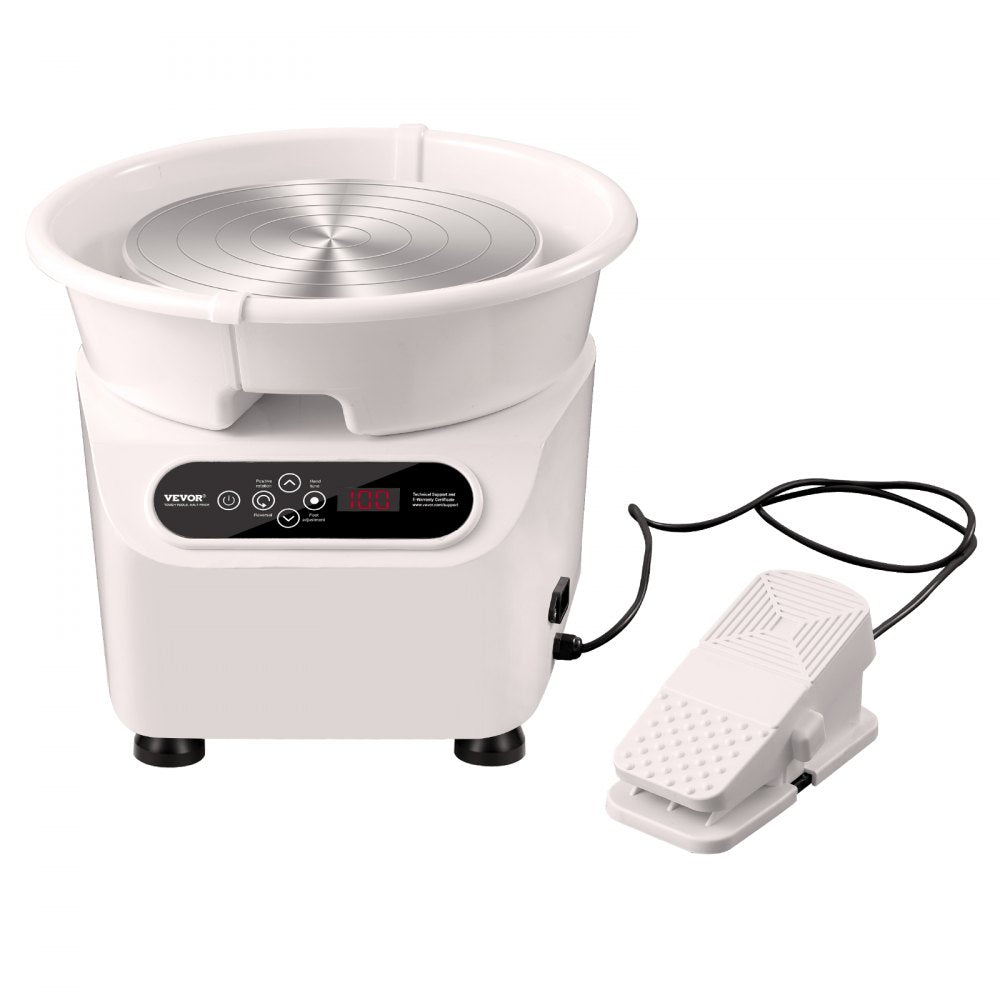 VEVOR Pottery Wheel, Direct Drive Ceramic Wheel with Shaping Tools for DIY Art Craft, 10 inch Pottery Forming Machine, 350W Electric Wheel for Pottery with Foot Pedal and LCD Touch Screen,  White
