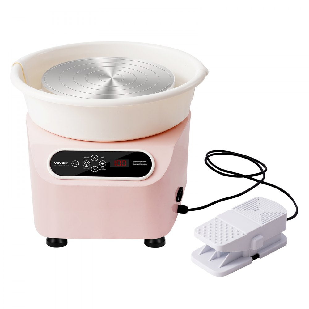 VEVOR Pottery Wheel, 11 inch Pottery Forming Machine, 350W Electric Wheel for Pottery with Foot Pedal and LCD Touch Screen, Direct Drive Ceramic Wheel with Shaping Tools for DIY Art Craft, Pink
