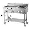 VEVOR Outdoor Propane Griddle, 3 Burners (11,600 BTU Each), Commercial Stainless Steel Griddle with Three 1/3 Size Food Pans, Portable Cart with Wheels & Gas Stove, for Hot Dogs, Burgers & Meats