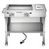 VEVOR Outdoor Propane Griddle, 2 Burners (11,600 BTU Each), Commercial Stainless Steel Gas Griddle Cart with 4 Lockable Wheels, 1/3 Food Pan, Easy-Grip Side Handle, Ideal for Hot Dogs, Burgers & Meats