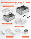 VEVOR Outdoor Propane Deep Fryer, 2 Burners (11,600 BTU Each), Commercial Fryer with Two 1/3 Size Food Warming Pans, Multi-Purpose Frying Cart with 4 Lockable Wheels, for Fried Chicken & Fries