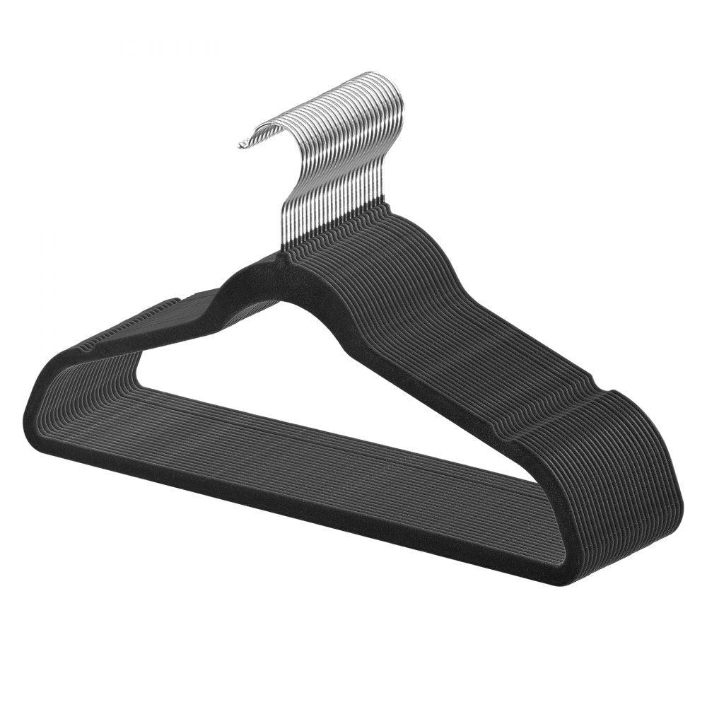 VEVOR Hangers, 11lbs Load-Bearing, 50 Pack Black Velvet Hangers with 360 Degree Swivel Hook & 0.2 in Ultra-Thin Design, Non-Slip Space Saving Hangers, Fit for Silk Garments, Coats, Sweaters & Straps