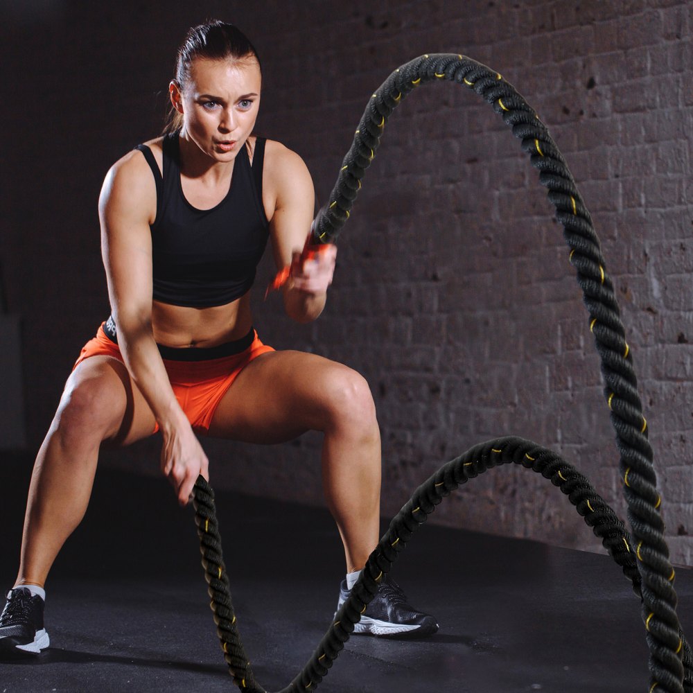 VEVOR Battle Rope, 1.5 Inch Diameter 30Ft Length Polyester Exercise Rope, Battle Exercise Equipment, Heavy Weighted Rope for Home Gym Body Workout Core Strength Training Muscle Building Fitness