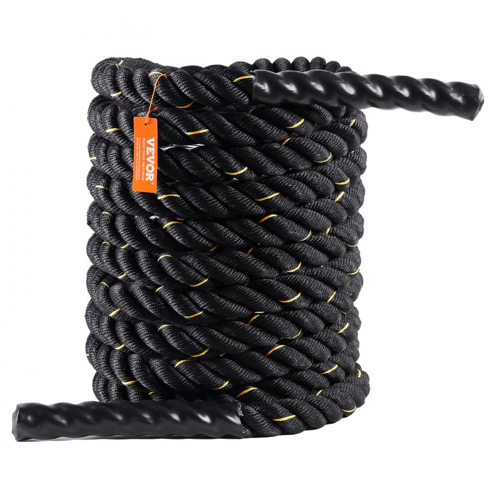 VEVOR Battle Rope, 1.5 Inch Diameter 30Ft Length Polyester Exercise Rope, Battle Exercise Equipment, Heavy Weighted Rope for Home Gym Body Workout Core Strength Training Muscle Building Fitness