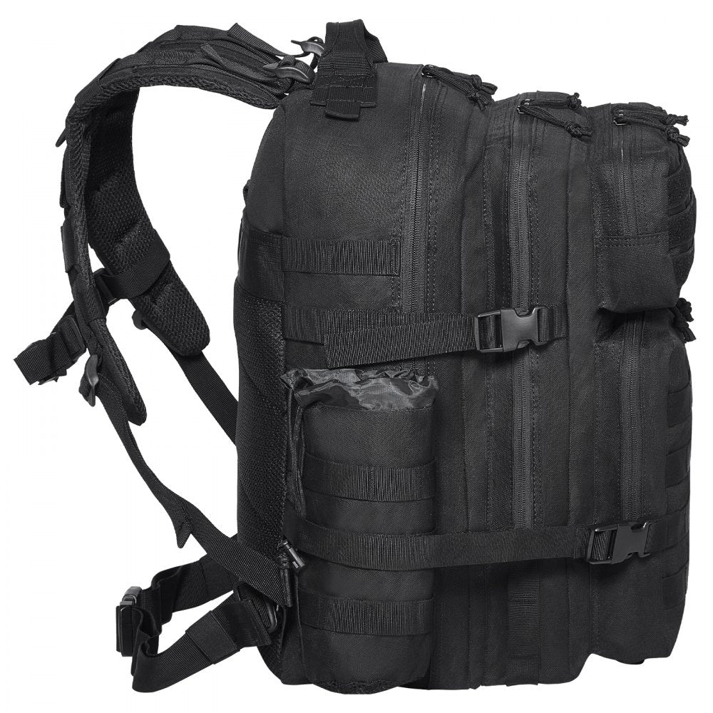 Tactical Backpack, 45L Military Tactical Backpack with Molle Design & 3 Compartments, Army Assault Pack Bag for Men and Women, Range Gear Backpack for Outdoor Adventure, Hiking, Hunting, Black