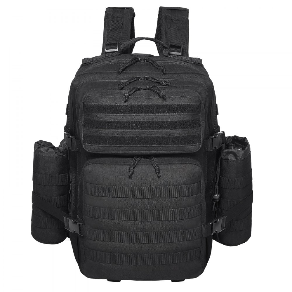 Tactical Backpack, 45L Military Tactical Backpack with Molle Design & 3 Compartments, Army Assault Pack Bag for Men and Women, Range Gear Backpack for Outdoor Adventure, Hiking, Hunting, Black