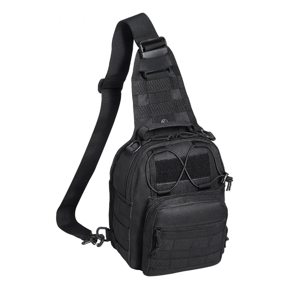 Tactical Sling Bag, 10L Military Rover Shoulder Sling Backpack with Molle Design and Multi-pocket,  600D Tactical Shoulder Bag Ideal for Caping, Hiking and Every Day Carry, Black