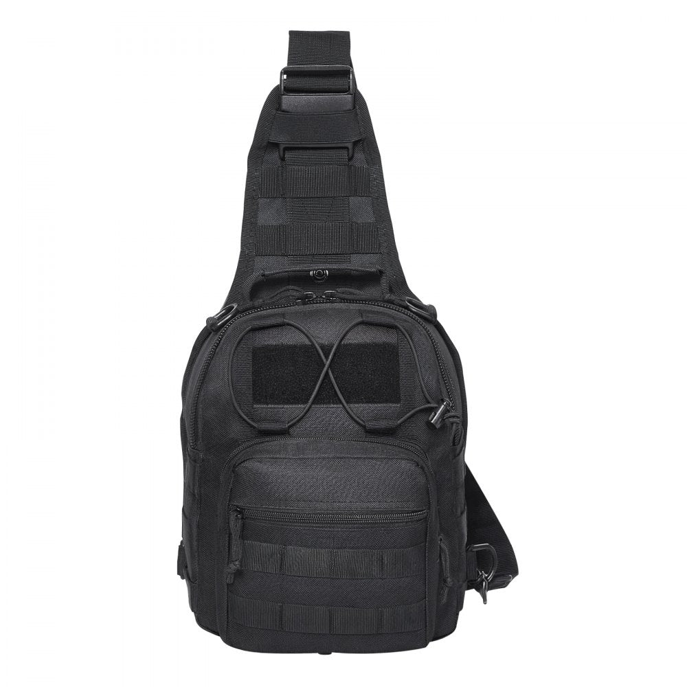 Tactical Sling Bag, 10L Military Rover Shoulder Sling Backpack with Molle Design and Multi-pocket,  600D Tactical Shoulder Bag Ideal for Caping, Hiking and Every Day Carry, Black