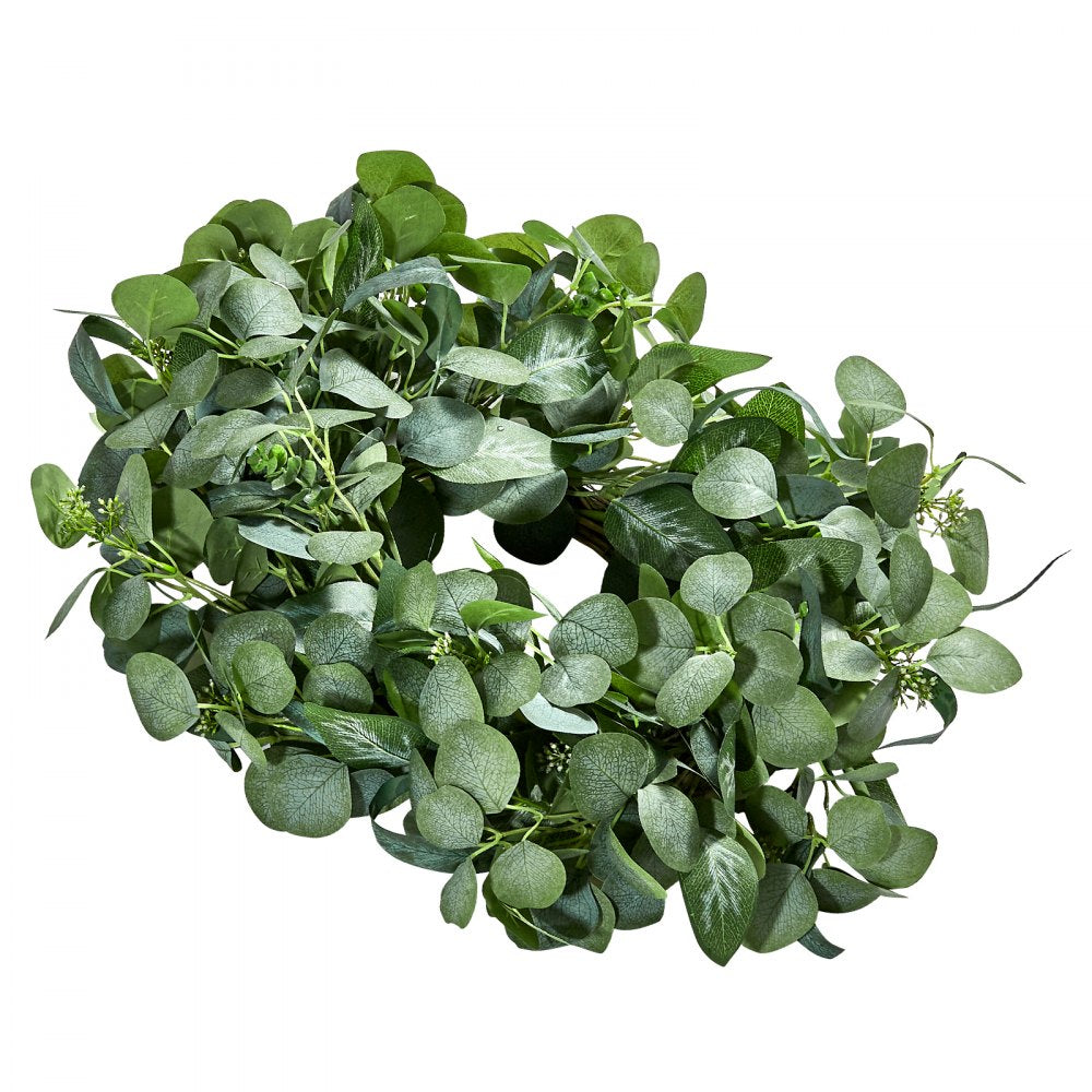 VEVOR Artificial Decorative Wreath, 26 in, Green, Decorated with Eucalyptus Leaves, Berries, Thorny Stems, Year Round Wreath for All Seasons Indoor and Outdoor Home Wall Window Festival Decorations
