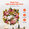 VEVOR Artificial Decorative Wreath, 19 in, Pink, Decorated with Peonies, Hydrangeas, Babysbreath, Year Round Wreath for All Seasons Indoor and Outdoor Home Wall Window Festival Wedding Decorations