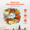 VEVOR Artificial Decorative Wreath, 24 in, Red Orange Yellow, Decorated with Hydrangeas, Roses, Wooden Sign, Year Round Wreath for All Seasons Indoor and Outdoor Home Wall Window Festival Decorations