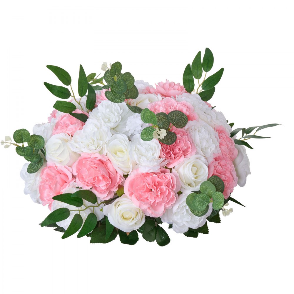 VEVOR Flower Ball Arrangement Bouquet 10 PCS, 17.7-Inch Diameter Artificial Flower Balls Wedding Table Centerpieces, Rose Arrangements for Wedding Centerpiece Home Decorations, Pink and White Roses