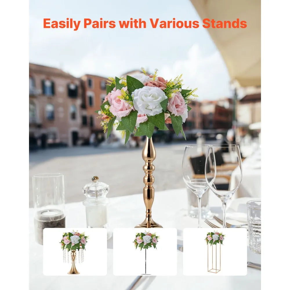VEVOR Flower Ball Arrangement Bouquet 10PCS, 9.5-Inch Diameter Artificial Flower Balls Wedding Table Centerpieces, Faux Rose Arrangements for Wedding Centerpiece Home Decoration, Pink and White Roses