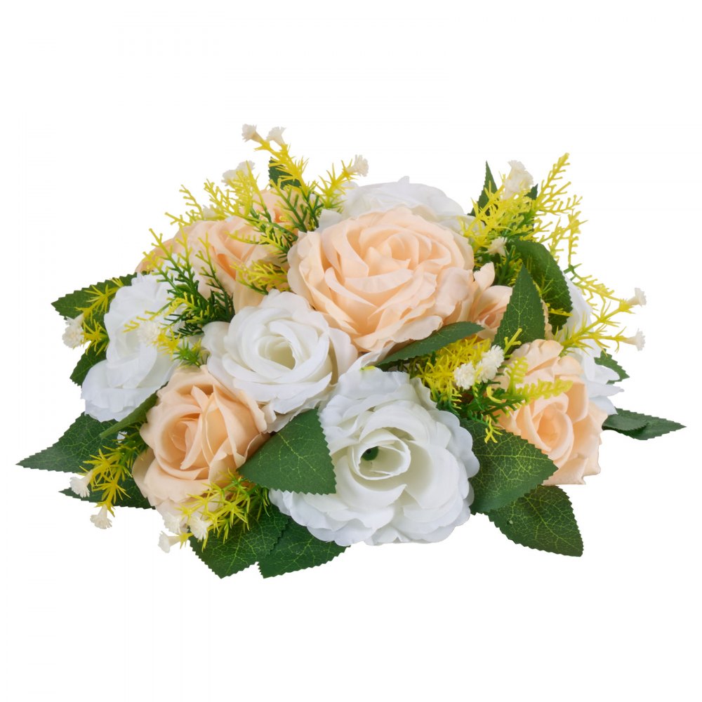 VEVOR Flower Ball Arrangement Bouquet 10 PCS, 9.5-Inch Diameter Artificial Flower Balls Wedding Table Centerpieces, Rose Arrangements for Wedding Centerpiece Home Decoration, Champagne & White Roses