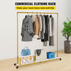 VEVOR Clothing Garment Rack, 59.1\"x14.2\"x63.0\", Heavy-Duty Clothes Rack with Bottom Shelf & Side Shelf, 4 Swivel Casters, Sturdy Steel Frame, Rolling Clothes Organizer for Retail Store Boutique, Go