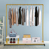 VEVOR Clothing Garment Rack, 59.1\"x14.2\"x63.0\", Heavy-Duty Clothes Rack with Bottom Shelf & Side Shelf, 4 Swivel Casters, Sturdy Steel Frame, Rolling Clothes Organizer for Retail Store Boutique, Go