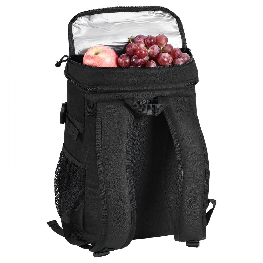 Cooler Bag, 25L Insulated Lunch Bag with Molle Design and Multi-pocket, 600D Cooler Lunch Box with Removable Storage Bags, Soft Cooler for Office, Picnic, Hiking, Beach or Beverage, Black