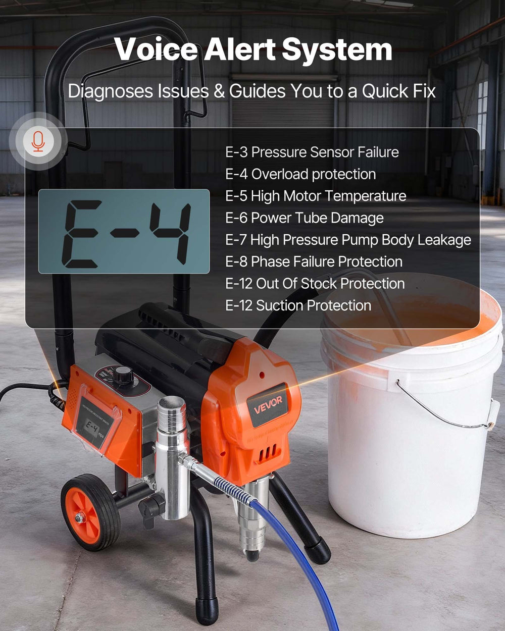 VEVOR Stand Airless Paint Sprayer, 1500W, 3300PSI High Pressure Airless Sprayer with Cart, Cleaning Brush, Hose, Extension Rod, Nozzles, Electric Spray Paint Machine for Large Apartments, Buildings