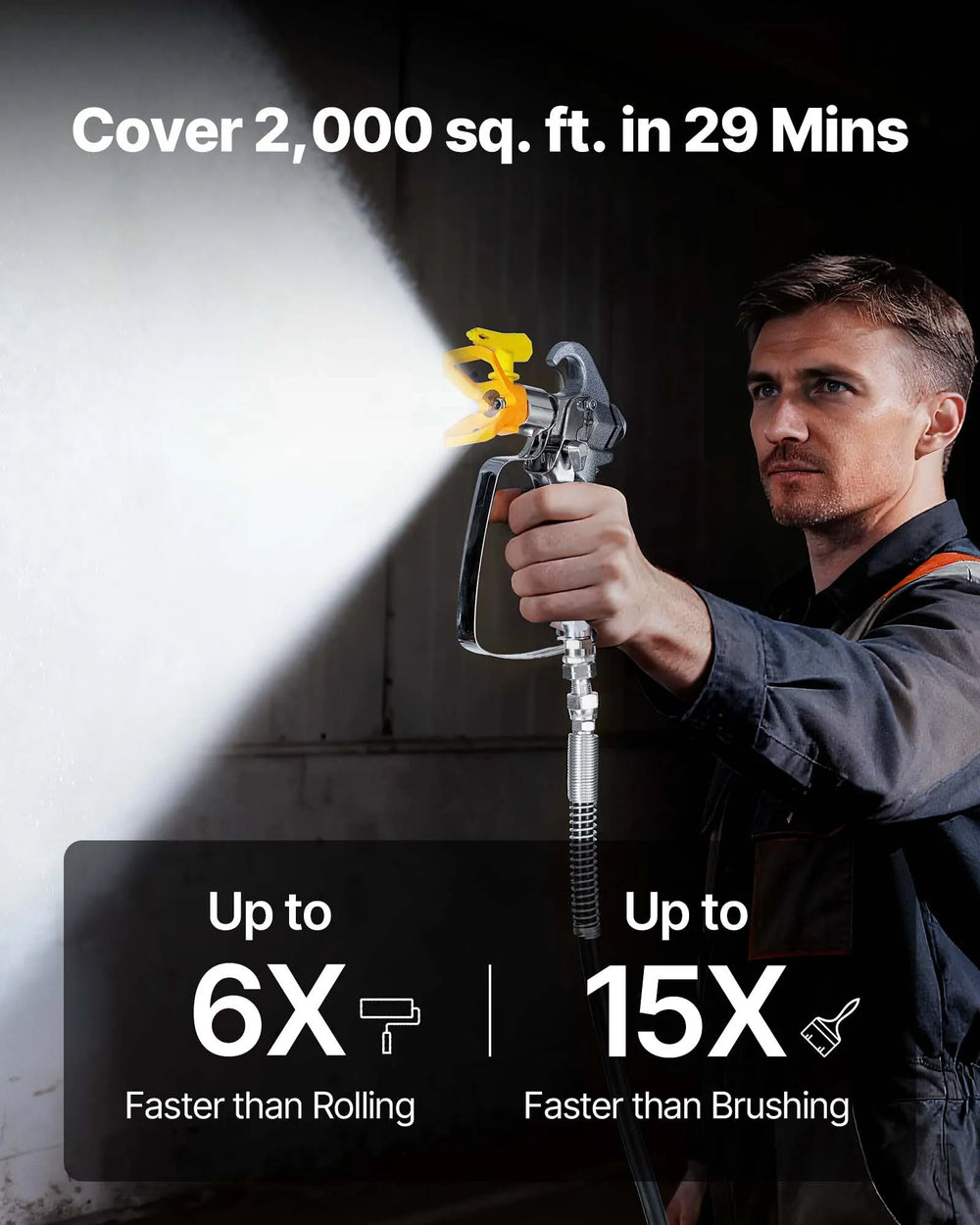 VEVOR Stand Airless Paint Sprayer, 900W, 3300PSI High Pressure Airless Sprayer, Cleaning Brush, Hose, Extension Rod, Nozzles, Electric Spray Paint Machine for Interior or Exterior of House, Fence