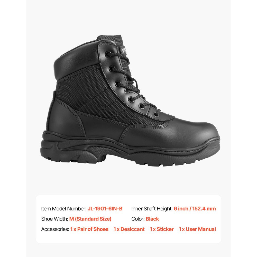 VEVOR Men's Military Tactical Boots, 6 inch Combat Hiking Work Boots, Lightweight & Breathable & Sturdy Mens Motorcycle Interceptor Trooper Boot, for Outdoor Security Mountaineering, US Size 10.5