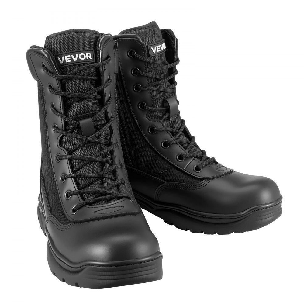 VEVOR Men's Military Tactical Boots, 8 inch Combat Hiking Work Boots, Lightweight & Breathable Side Zipper Mens Motorcycle Interceptor Trooper Boot, for Outdoor Security Mountaineering, US Size 12