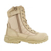 VEVOR Men's Military Tactical Boots, 8 inch Combat Hiking Work Boots, Lightweight & Breathable Side Zipper Motorcycle Interceptor Trooper Boot, for Outdoor Security, US Size 9 Sand-colored