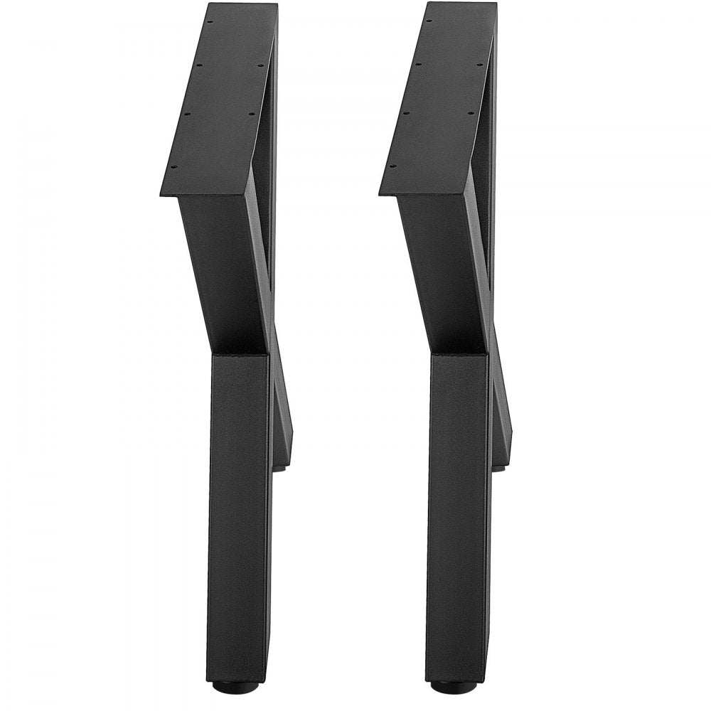 VEVOR Set of 2 Steel Table Legs, 16\'\'Height 15\'\'Wide Dining Table Legs, Heavy Duty 3.1\" Square Box Section X Frame Table Legs, 16x15x3.1 Inch Black Color Industrial Country Style Metal Dining Leg