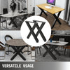 VEVOR Set of 2 Steel Table Legs, 16\'\'Height 15\'\'Wide Dining Table Legs, Heavy Duty 3.1\" Square Box Section X Frame Table Legs, 16x15x3.1 Inch Black Color Industrial Country Style Metal Dining Leg