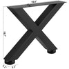 VEVOR Set of 2 Steel Table Legs, 16\'\'Height 15\'\'Wide Dining Table Legs, Heavy Duty 3.1\" Square Box Section X Frame Table Legs, 16x15x3.1 Inch Black Color Industrial Country Style Metal Dining Leg