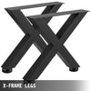 VEVOR Set of 2 Steel Table Legs, 28\'\'Height 31\'\'Wide Dining Table Legs, Heavy Duty 3.1\" Square Box Section X Frame Table Legs, 28x31x3.1 Inch Black Color Industrial Country Style Metal Dining Leg