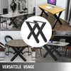VEVOR Set of 2 Steel Table Legs, 28\'\'Height 31\'\'Wide Dining Table Legs, Heavy Duty 3.1\" Square Box Section X Frame Table Legs, 28x31x3.1 Inch Black Color Industrial Country Style Metal Dining Leg