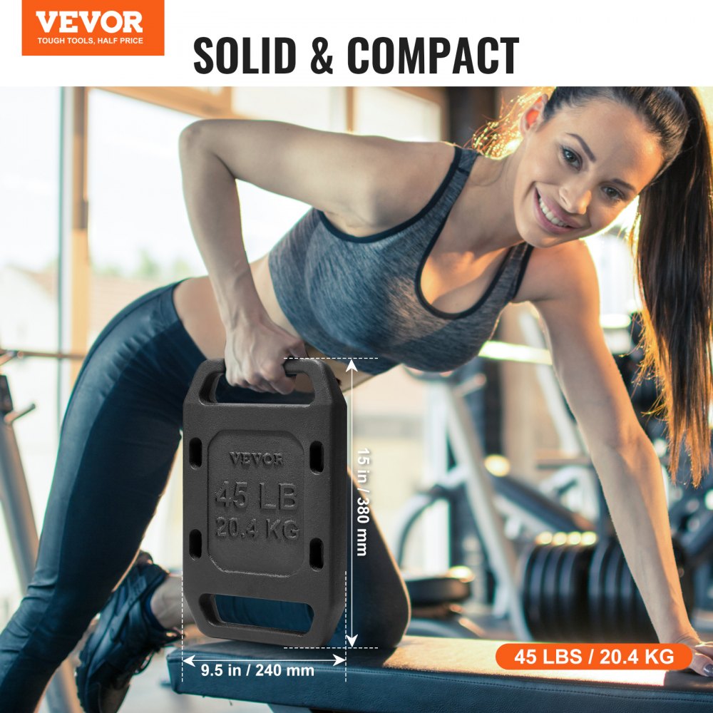 VEVOR Cast Iron Ruck Weights,  45LB Single Ruck Plate, Weighted Weights for Rucking, Solid Ruck Plate Weight for Rucking, Swings, Squat, Strength Training, Weightlifting, Fitness Workout