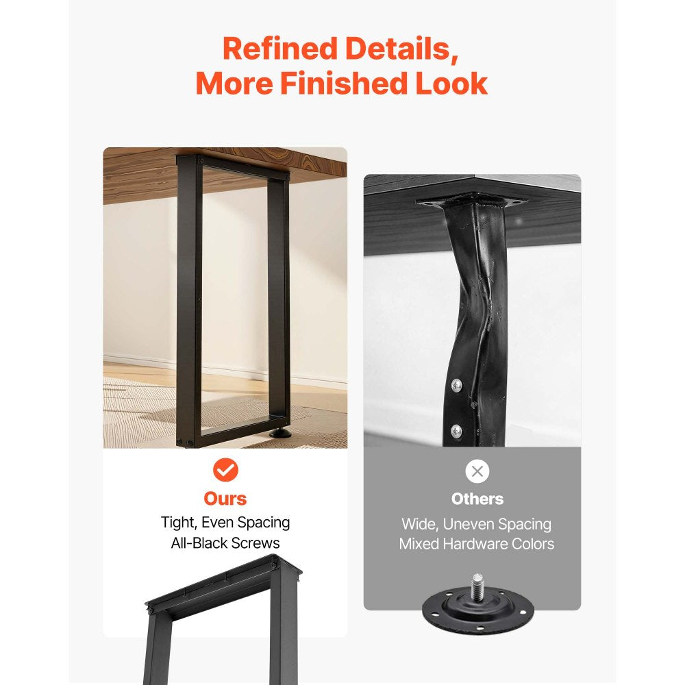 VEVOR Table Legs, 29.1" H x 17.7" W Square Steel Furniture Legs, Modular Design, Easy Assembly, 2204 lbs Max Load Heavy Duty, for Home Office Desk, Workbenches, Dinner Bar Tables, Set of 2, Black