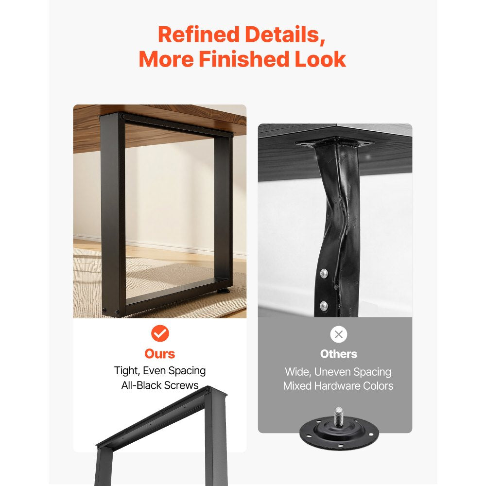 VEVOR Table Legs, 29.5" H x 35.4" W Square Steel Furniture Legs, Modular Design, Easy Assembly, 2204 lbs Max Load Heavy Duty, for Home Office Desk, Workbenches, Dinner Bar Tables, Set of 2, Black