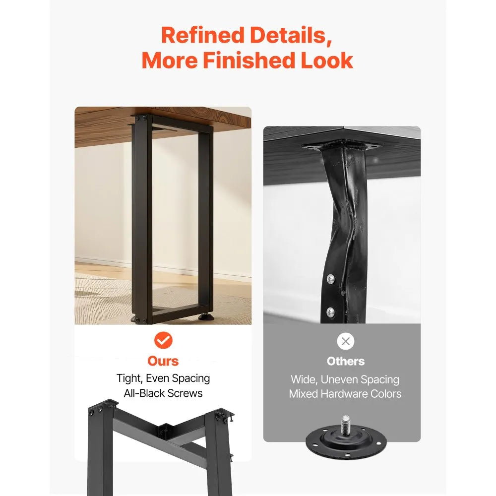 VEVOR Table Legs, 29.1" H x 17.7" W Square T Shape Steel Furniture Legs, Modular Design, Easy Assembly, 2204 lbs Max Load Heavy Duty, for Home Office Desk, Dinner Table, Workbenches, Set of 2, Black