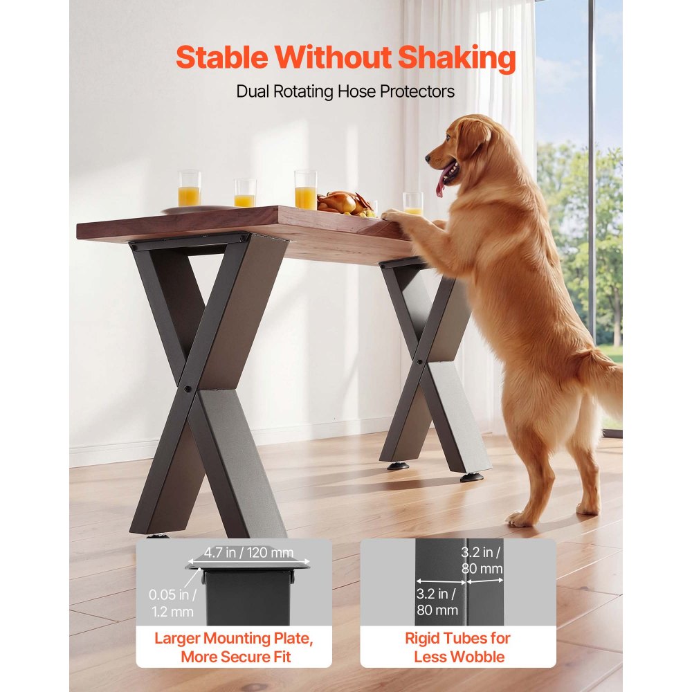 VEVOR Table Legs, 29.5" H x 23.6" W Steel Furniture Legs, Modular Design, Easy Assembly, 2204 lbs Max Load Heavy Duty, for Home Office Desk, Coffee Dinner Bar Tables, Workbench,2 PCS, X Frame, Black